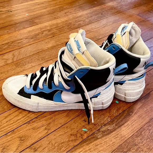 Nike Blazer Mid x Sacai White Black Legend Blue 2019 Sneakers Size Mens 6.5 - Picture 5 of 8